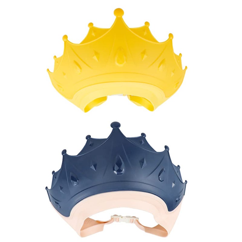 NAIHOD 2 Pieces Soft Baby Shower Cap Soft Adjustable for Washing Hair Shield Safe Visor Cap Bathing Shampoo Shower Protection Bath Hat for Toddler Kids Children - Image 1